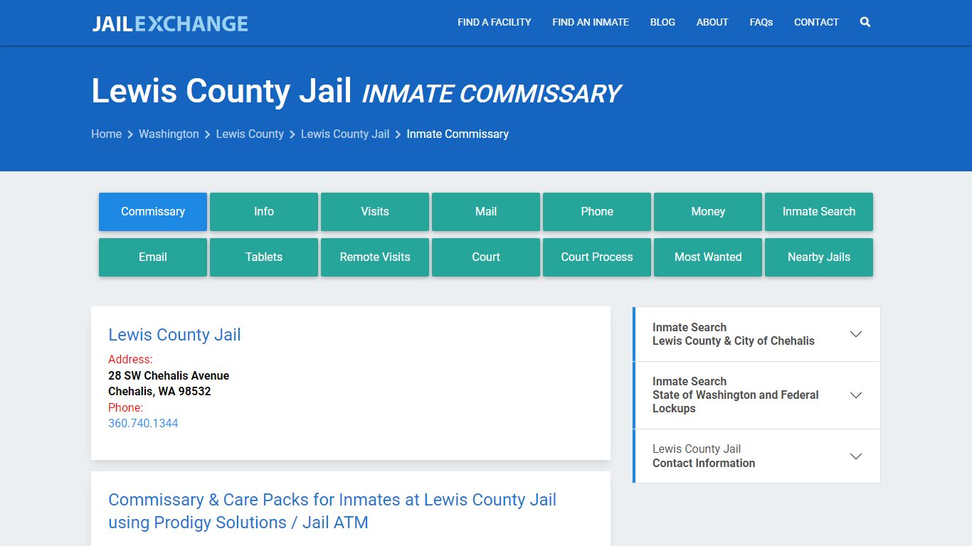 Inmate Commissary, Care Packs - Lewis County Jail, WA