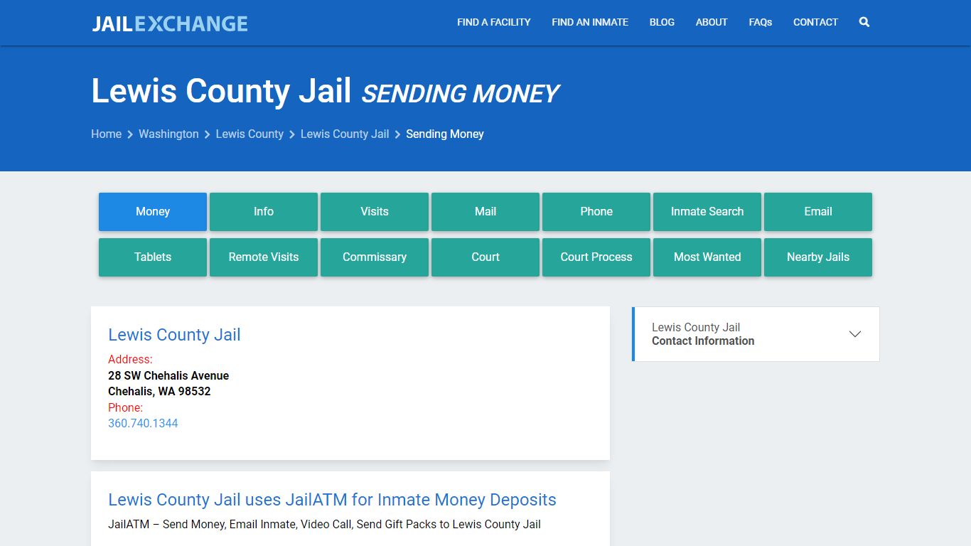 Send Money to Inmate - Lewis County Jail, WA - Jail Exchange